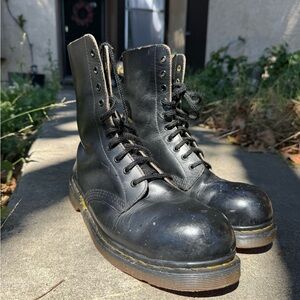 Dr. Martens no longer made vintage steel toe Black Boots Made in England UK 10